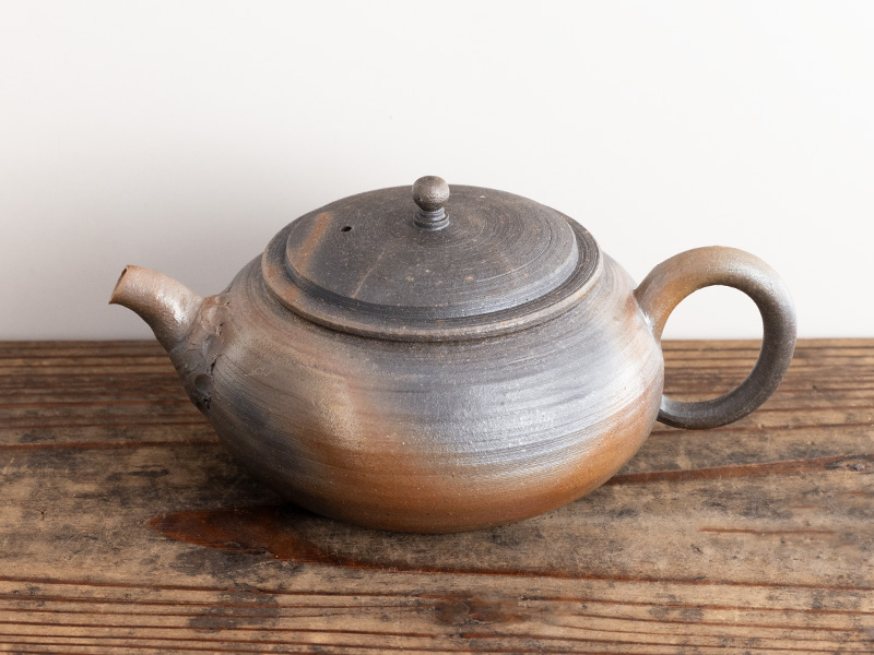 Bizen-yaki teapot, "aobizen" by Kobashi Masaaki, 210 ml