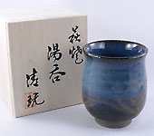 Blue Hagi-yaki cup by Yamane Seigan, 280 ml / 9.5 oz