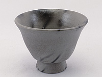 “Black hidasuki” bizen-yaki cup by Yoshimoto Atsuo, 50ml