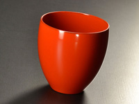 Red-orange Echizen lacquer cup, 150 ml (5 oz)