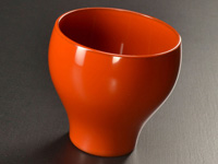 Red-orange ''mayu'' cup in lacquer from Echizen, 140 ml (4.7 oz)