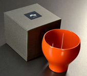 Red-orange ''mayu'' cup in lacquer from Echizen, 140 ml (4.7 oz)