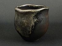 Large “kuro-bizen” bizen-yaki cup by Baba Takashi