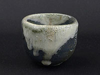 “Kuro-bizen” bizen-yaki cup with grey “goma” by Baba Takashi