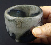 “Kuro-bizen” bizen-yaki cup with grey “goma” by Baba Takashi