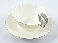 White porcelain cup and saucer by Katase Kazuhiro