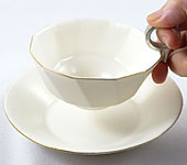 White porcelain cup and saucer by Katase Kazuhiro