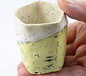 Glazed pentagonal cups by Katase Kazuhiro