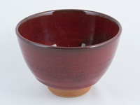 Matcha bowl copper red by Matsuo Ichirô