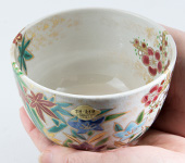 Kyô-yaki matcha bowl, flowers from the four seasons