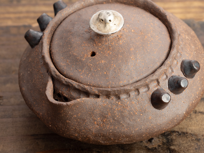 備前焼手びねり宝瓶 竹摘み さんぎり② 備前焼手びねり宝瓶 竹摘み さんぎり②