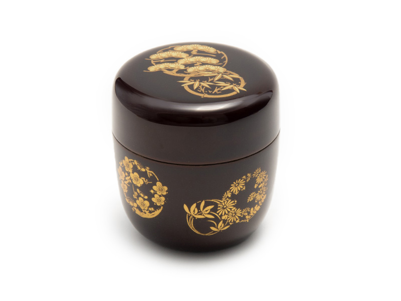Natsume, scatola per il tè, matcha, di legno laccato marrone．fog