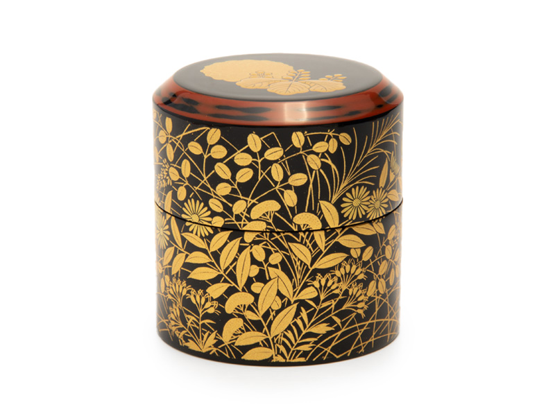 Mennakatsugi Lacquerware Tea Caddy For Matcha Chrysanthemums Acc 28 001 Lqw Usd285 19 Thes Du Japon