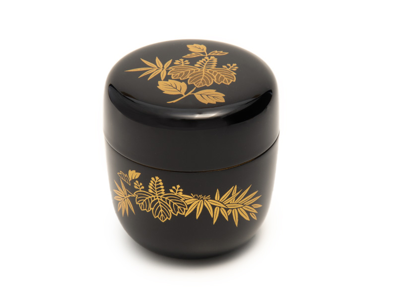 Tea Caddy Japanese Natsume Echizen Urushi lacquer Matcha container sakura black 