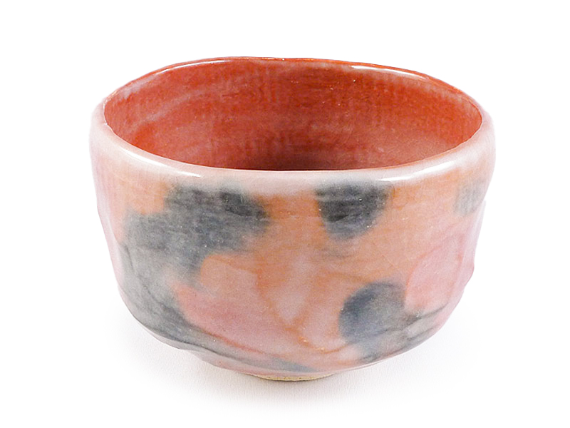 Red Raku-yaki style matcha bowl