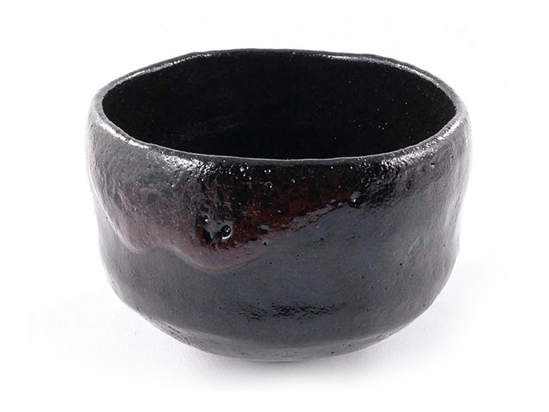 Black Raku-yaki style matcha bowl