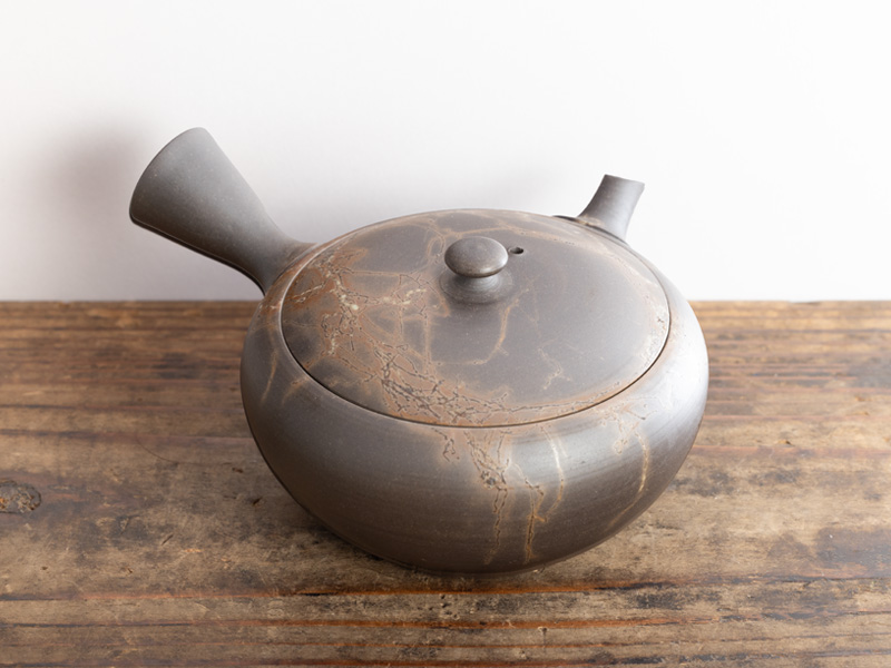 Tokoname-yaki Kyûsu teapot, mogake, by Mizuno Hiroshi 150 ml